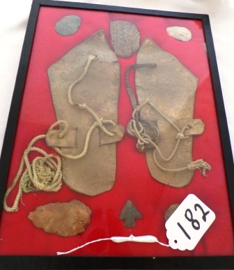 Sandals & Flint Artifacts: Sandals & Flint Artifacts of Apache County, Arizona. Sandals appear to be early historic. Condition: As Found. Shipping: $30.