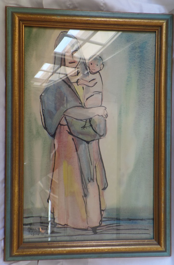 Watercolor Painting: Watercolor Painting, circa 1940s. Item is a framed picture, measuring 20" x 12". Believed to be of the school of Carl Lewis Pappe. Reverse of frame has information regarding painting, see images. Cond