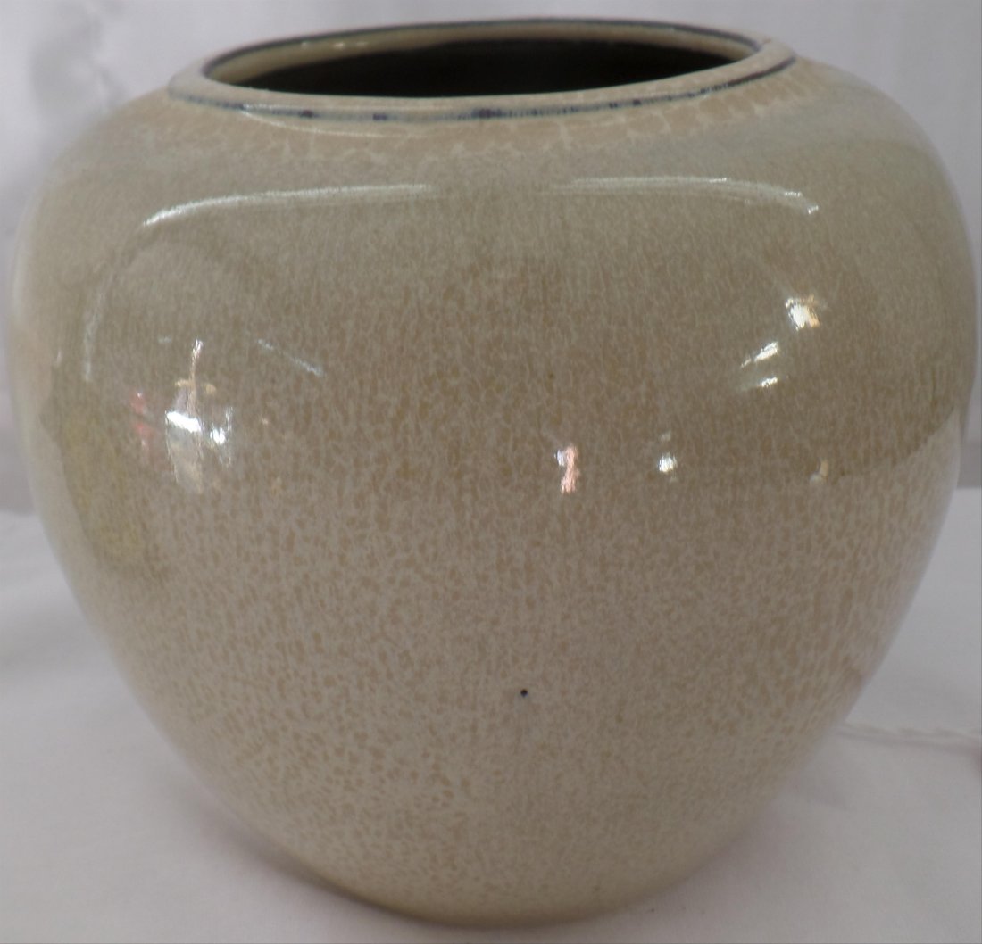 Chinese Vase Ming Dynasty.: This is a 17th Century clay and porcelain Chinese Vase which measure 4 1/2 x 4 1/2 inches. The opening is 2 1/2 inches. There is minor surface defects. This could have been a snuff jar and may have ha