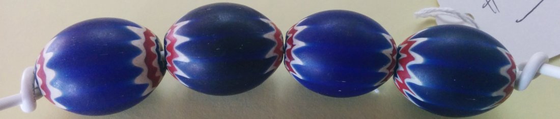 Rare Chevron or Star Trade Beads: Rare Chevron or Star Trade Beads from the 1850's. The item is made of glass with 6 layers. Beads measure approx. 1 " x 1". From Europe. Rare trade beads traded to the Plains Indians. Red, white and bl