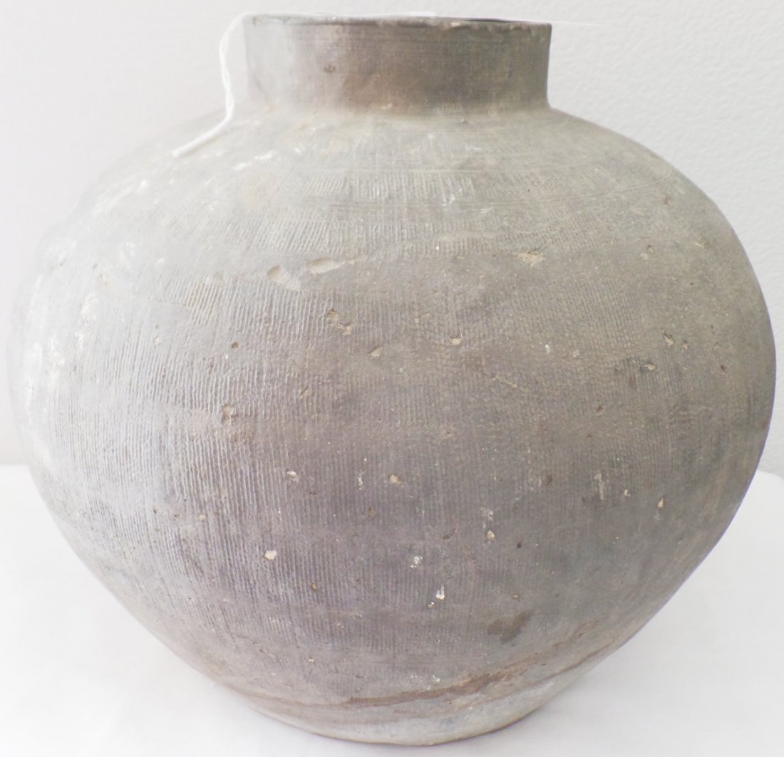 Chinese Han Dynasty Olla: Pottery Olla from the Han Dynasty era. This pot was excavated in China in the 1960's and was obtained from the estate of the original owner. It is in good condition. Please see pictures. The olla meas