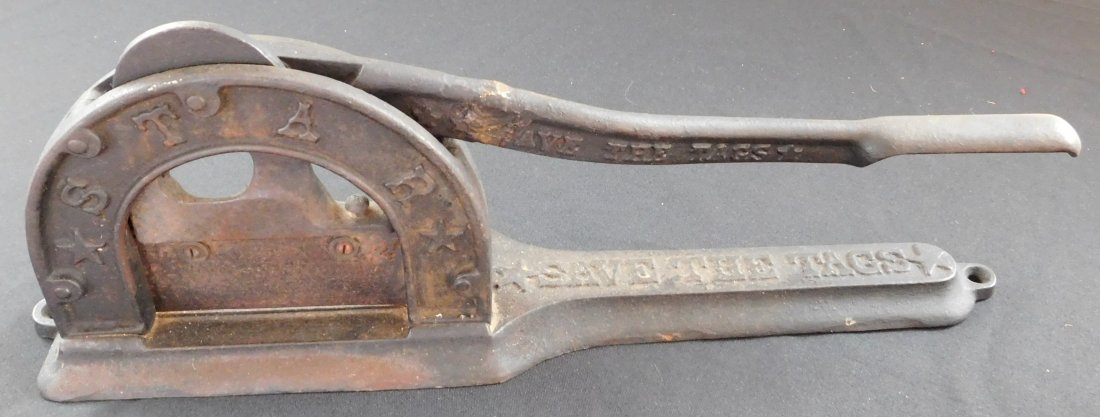 Antique Star Tobacco Cutter: Antique "Star" Tobacco Cutter from 1890's. Item is 19x7x3 inches and made in U.S.A. The handle has brass weld repair. See pictures. Shipping: 25.00