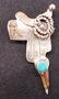 Unusual Sterling Silver & Turquoise Saddle Pin