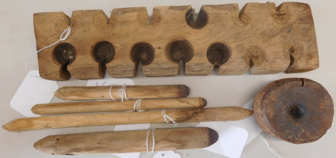 Native American Wood Fire Starter: Native American Wood Fire Starter, circa early 20th century. Made of cottonwood, smallest items measure 3.5" and largest 13.5". From Arizona. The fire stick was spun until it starts fire by friction. 