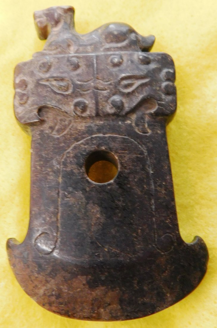 Chinese Jade Carving: Chinese Jade Carving, Ming Dynasty. Made of jade and measuring 2.5" x 1.5". From China. Ex-Heritage of the Americas, frame not included. Condition: Good, see images. Shipping: $18.00 w/insurance.