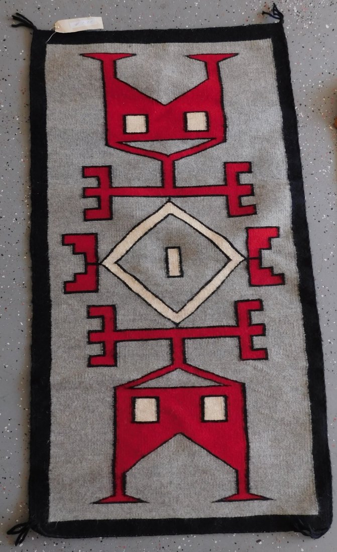 Navajo Weaving: Navajo Weaving, circa 1960s. Made of wool and dye, this item measures 47" x 26". From New Mexico. Old Hubbell Ganado rug. Condition: Fine, see images. Shipping: $30.00.