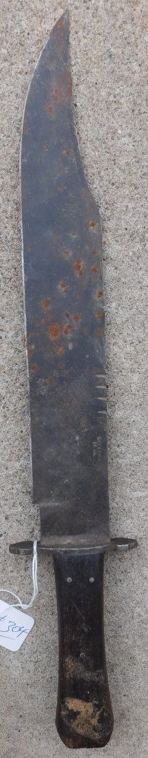 Antique California Bowie Knife: Antique California Bowie Knife, circa 1850s. Made of steel and wood, the item measures 18.5" x 3" x 1.5". From San Francisco, Calif. Marked Will & Finck S.F. CAL. Very sharp short sword or large bowie