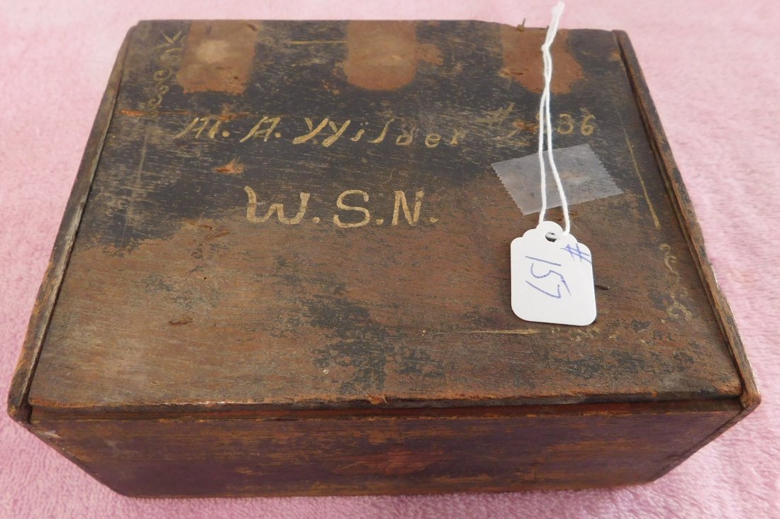 Collection of Civil War Medals & Buttons in Box: Collection of Civil War Medals & Buttons in Box, circa 1860s-1880s. Made of ribbon, brass, iron and paint, the box itself measures 6.5" x 5.5" x 3". Some medals are from Boston. Condition: As found, s