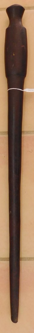 Polynesian War Club w/Helm COA: Polynesian War Club, circa WWII. Made of hardwood, the item measures 29.5" x 2.5" x 2". Solomon Islands. Lethal war club, not a toy. Ex. Maslyn Williams, author of Stone Age Island. Helm Certificate o