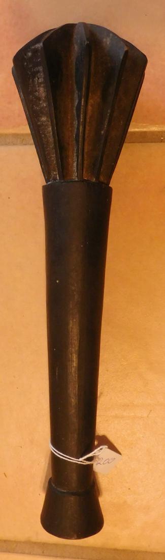 Polynesian War Club w/Helm COA: Polynesian War Club, circa WWII. Made of hardwood, the item is 13.5" x 3.5" x 3.5. New Britain. Unusual but lethal shape. Ex. Maslyn Williams, author of Stone Age Island. Helm Certificate of Authentic