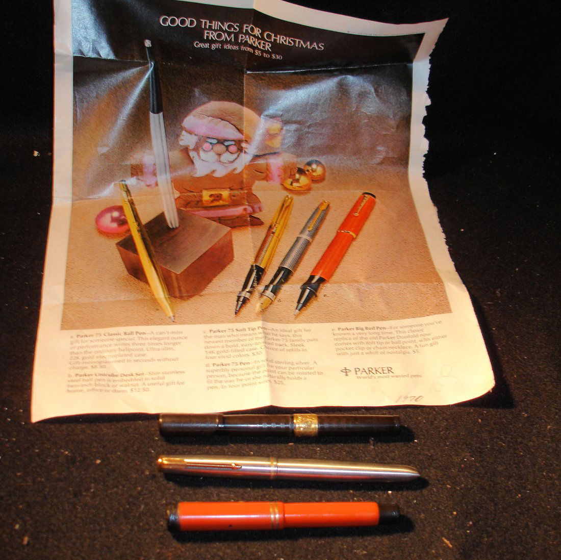 Parker & Waterman Ideal Fountain Pens: 2 Parker Pens fountain pens and a Waterman Ideal fountain pen all either named or monogrammed within the KGW family names KGW estate