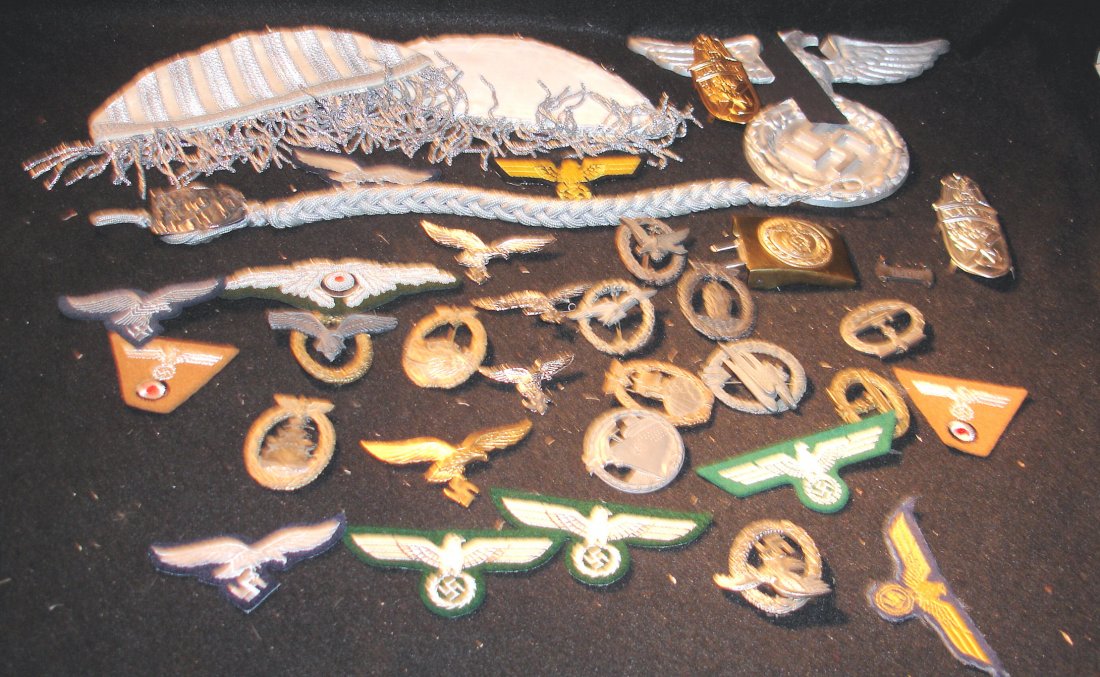 Nazi Items to Include Pins, Badges, etc: large grouping of Nazi items, some old some new, to include pins, badges, etc