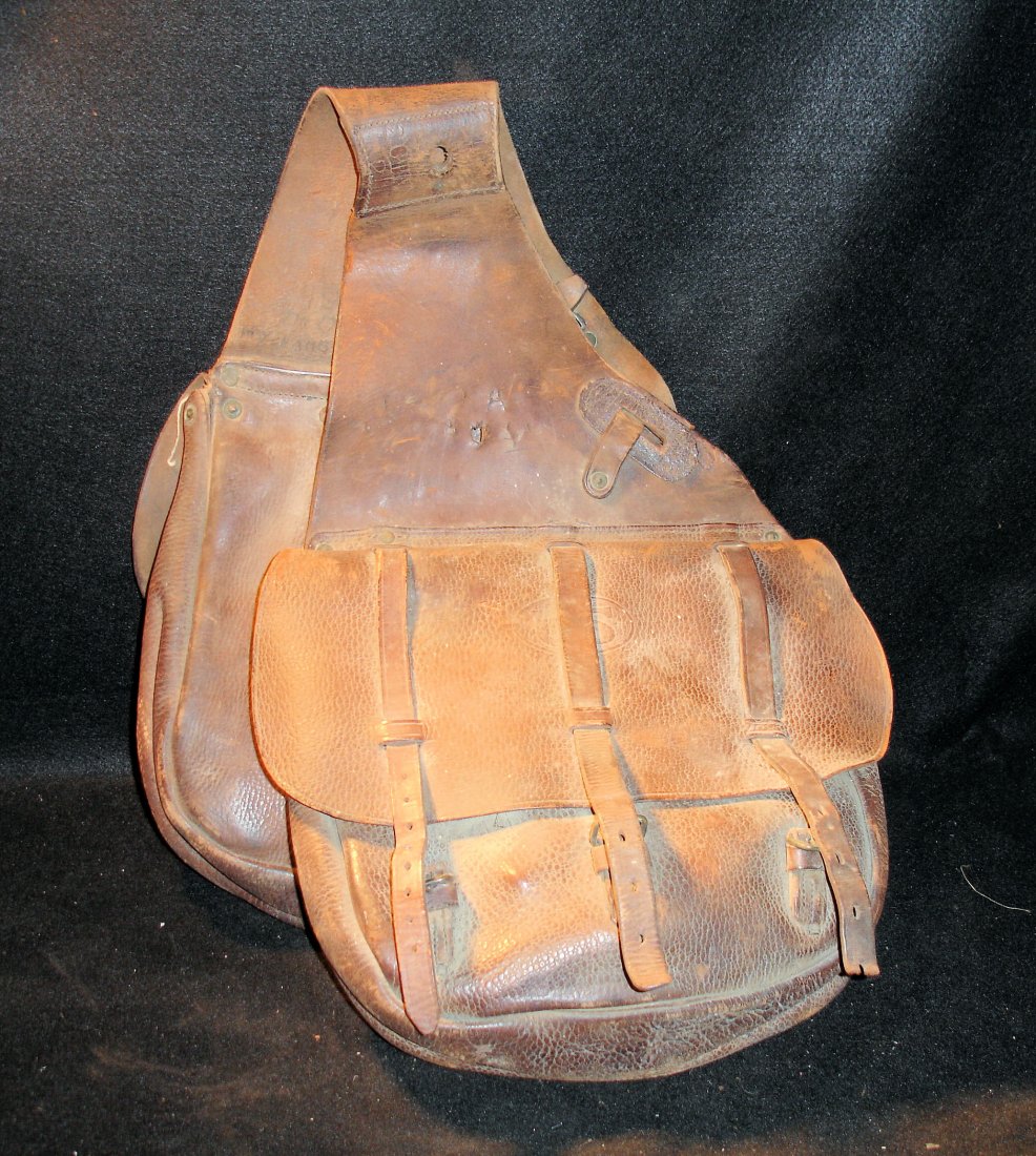 US Cavalry WW1 Leather Saddle Bag: leather saddle bag WW1 or earlier US Cavalry 4I 2CTN also #85 is on it