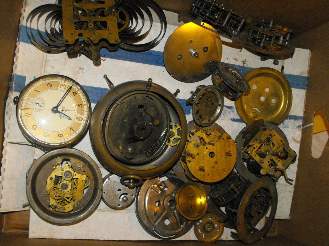 Clock Parts: Box full of clock parts