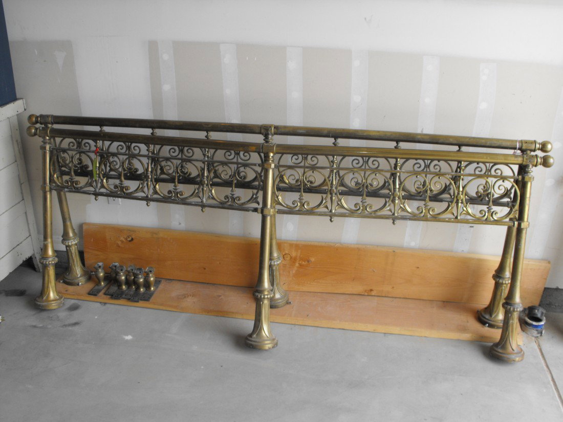 Brass Rails: Antique from bank, would polish up beautifully! 8' x3' Each