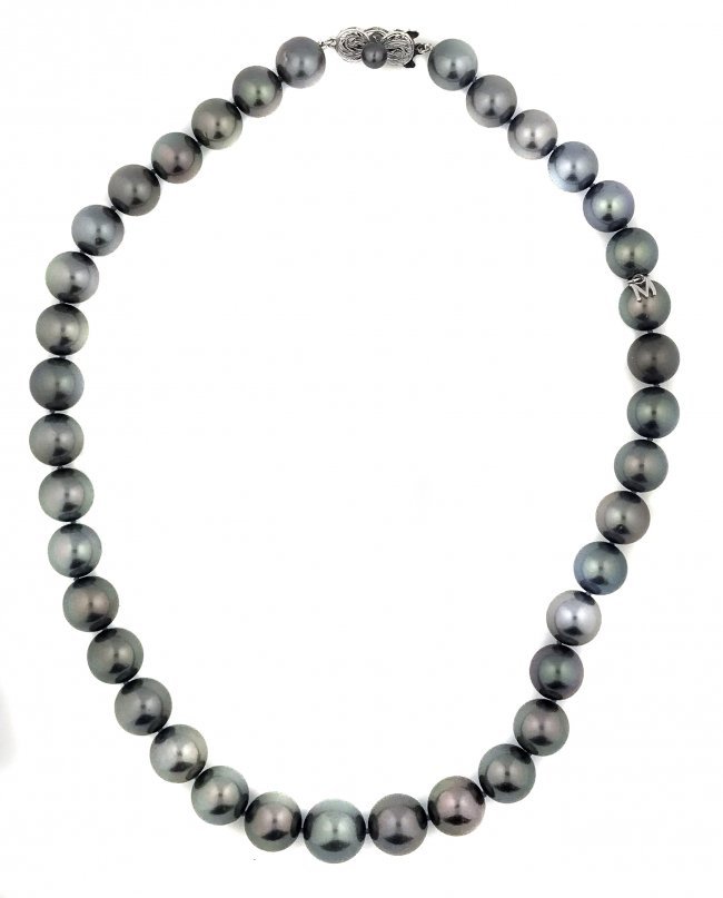 MIKIMOTO,GRAY COLOR CULTURED PEARL NECKLACE (1 of 1)