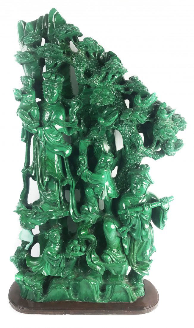 A LARGE MALACHITE 'VILLAGE' SCENE (1 of 4)