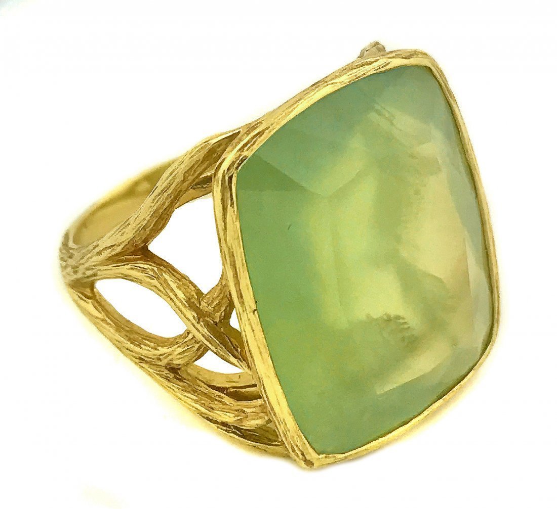 ELIZABETH SHOWERS, 18 KARAT GOLD AND PREHNITE RING (1 of 1)