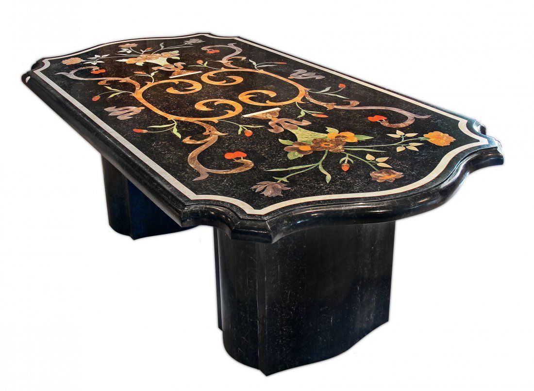 INLAID MARBLE DINING ROOM TABLE, 20TH CENTURY (1 of 2)