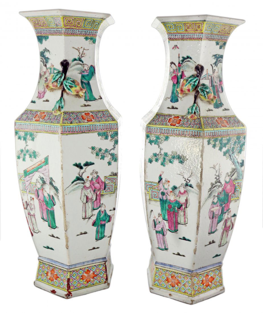 Pair of Chinese Famille Verte Porcelain Vases (1 of 8)