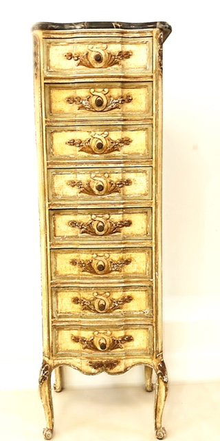 ITALIAN ROCOCO STYLE PAINTED TALL CHEST OF DRAWERS (1 of 6)