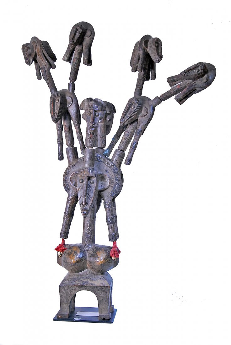BAMANA PEOPLE REPUBLIC OF MALI: Property of Lynn University to benefit the Library Renovation Fund BAMANA PEOPLE REPUBLIC OF MALI Bamena People processional marionette totem Carved wood with aged rich patina. Male and female figures