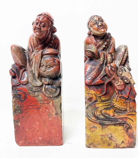 PAIR OF CHINESE CARVED SOAPSTONE SEALS (1 of 9)