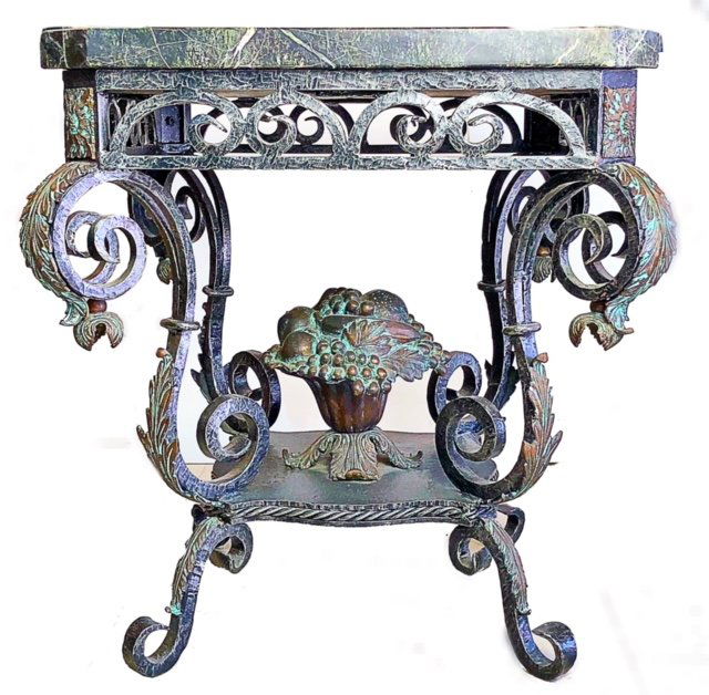 FRENCH ROCOCO STYLE MARBLE TOP BRONZE CONSOLE (1 of 3)
