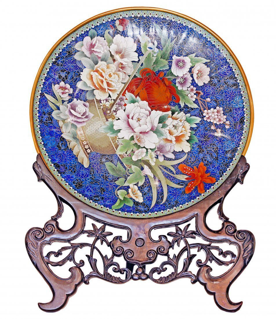 FINE & LARGE CHINESE CLOISSONE ENAMEL CHARGER (1 of 5)