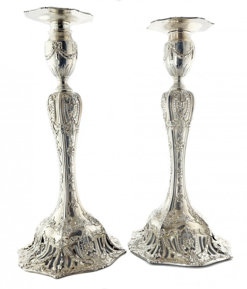FINE SILVER CANDLESTICKS, J.E. CALDWELL CIRCA 1909 (1 of 1)