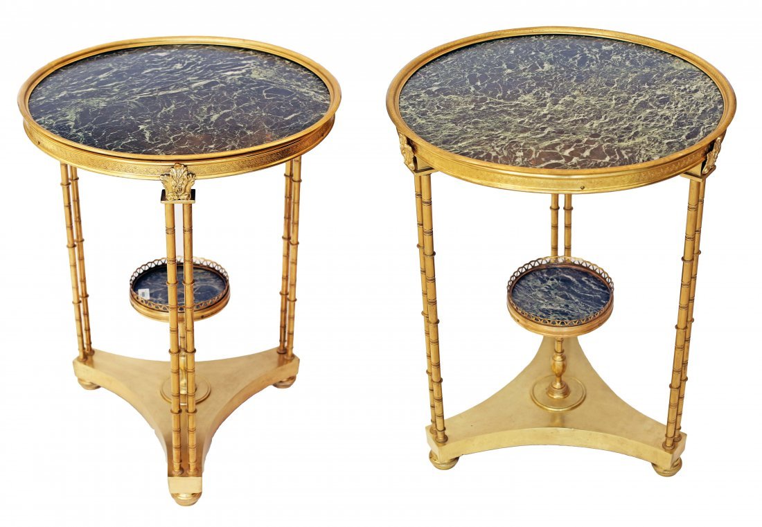 PAIR GILT-BRONZE AND MARBLE GUERIDONS (1 of 4)