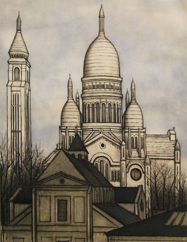 BERNARD BUFFET, Le Sacre-Cour, Montmartre,1985 aquatint (1 of 3)