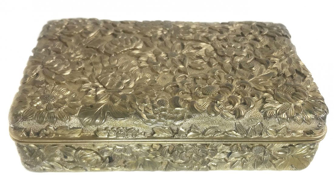 FINE SILVER GILT BOX JAPANESE Late 19th century. (1 of 7)