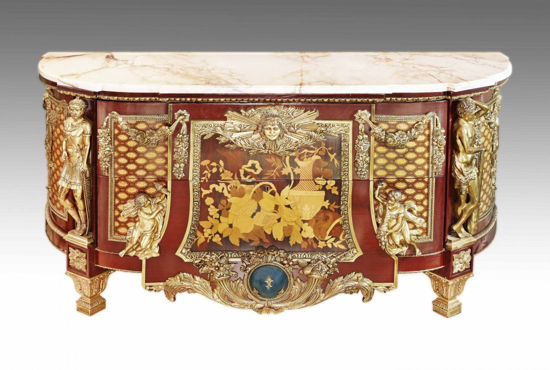 LARGE LOUIS XVI STYLE GILT BRONZE MOUNTED COMMODE (1 of 1)