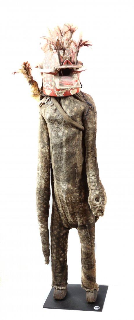 STYLE OF FIRE SPITTER MASKED TOTEM FIGURE - CARVED WOOD (1 of 1)