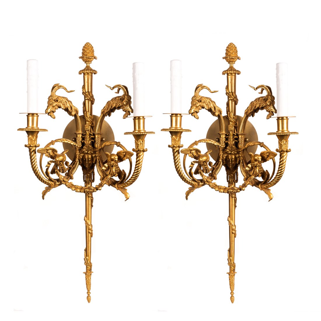 Fine Pair of Gilt Bronze Two-Light Wall Sconces (1 of 1)