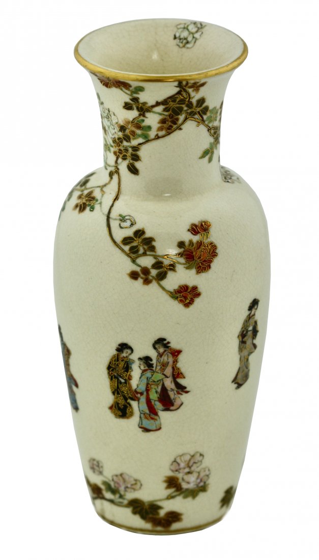 A Satsuma Earthenware Vase by Yabu Meizan,Osaka (1 of 5)