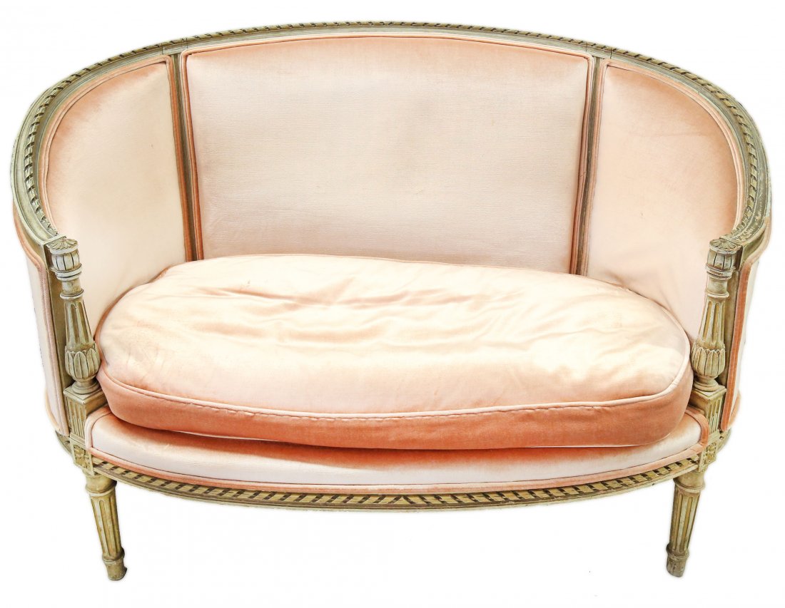 LOUIS XV STYLE CARVED AND PAINTED SETTEE (1 of 1)