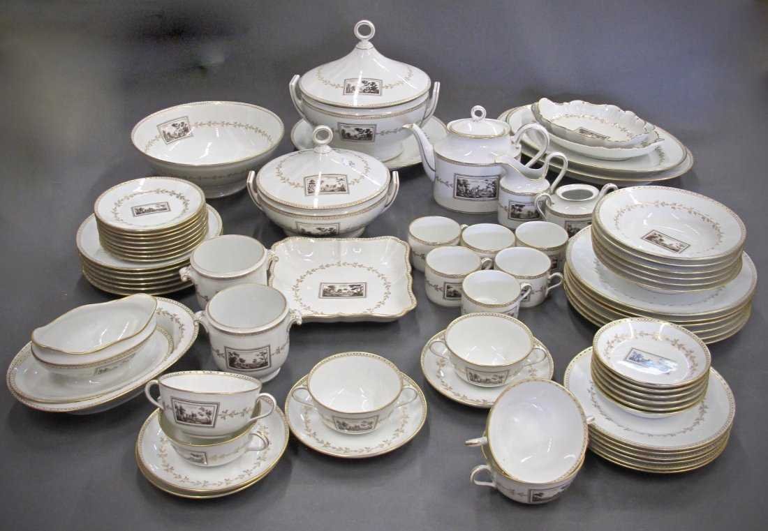GINORI LANDSCAPE DECORATED PORCELAIN 70 PIECE SERVICE (1 of 9)