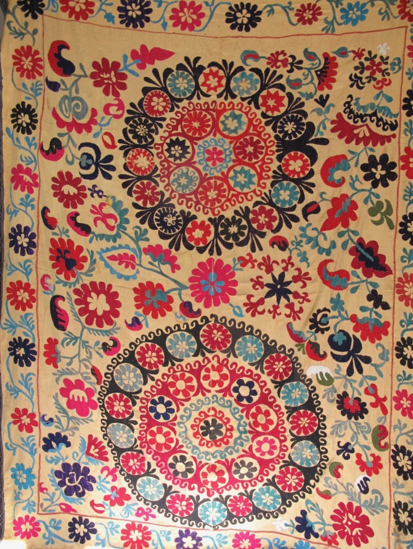 CENTRAL ASIAN EMBROIDERED SILK SUZANI,USBEKISTAN (1 of 5)
