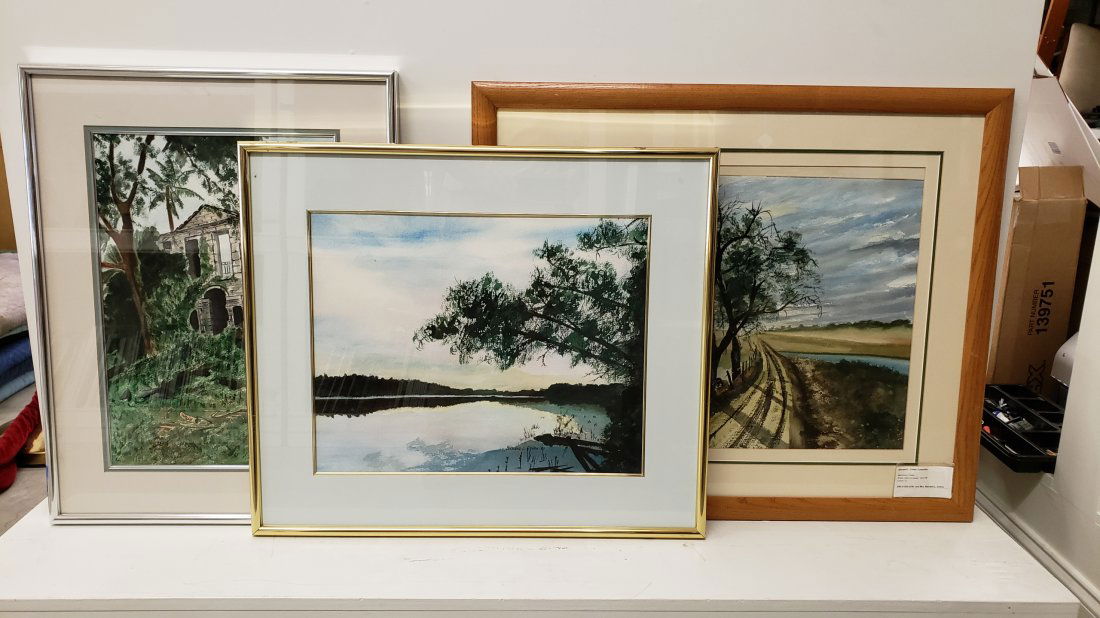 BERNARD COHEN, THREE COUNTRY LANDSCAPES, W/C ON PAPER: Property of Lynn University, Sold to Benefit the Library Renovation Fund