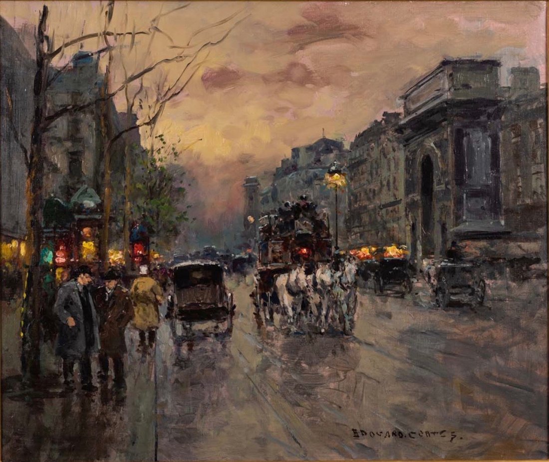 Edouard Cortès (1882-1969) Large and Fine Oil on Canvas: Property of A Private Gentleman Edouard Cortès (1882 - 1969) French "Porte Sain-Denis" Signed EDOUARD CORTÉS (lower right) Large and fine oil on canvas Provenance: Wally Findlay Galleries Overall fr