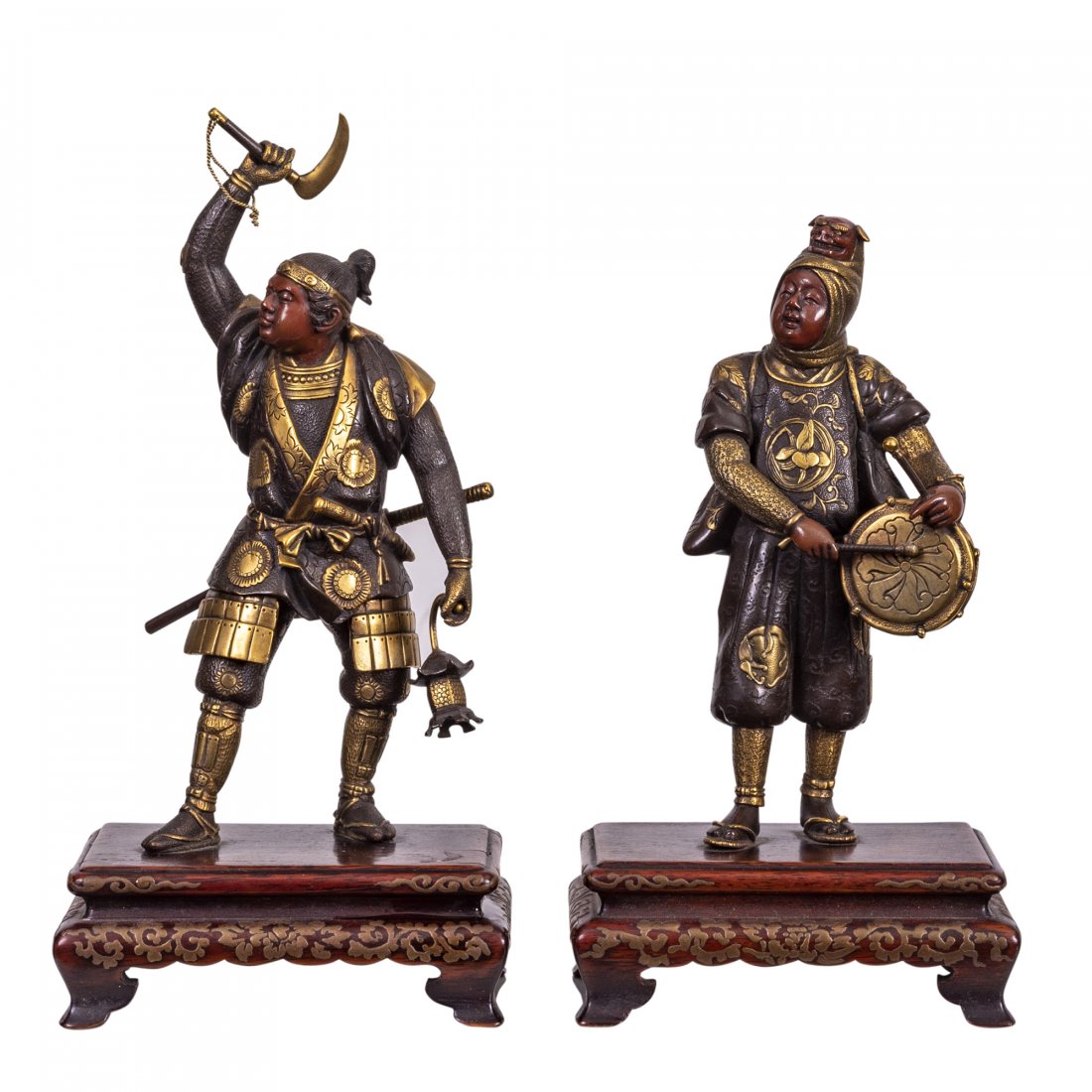A Very Fine Pair of Inlaid Bronze Figures by Miyao (1 of 3)