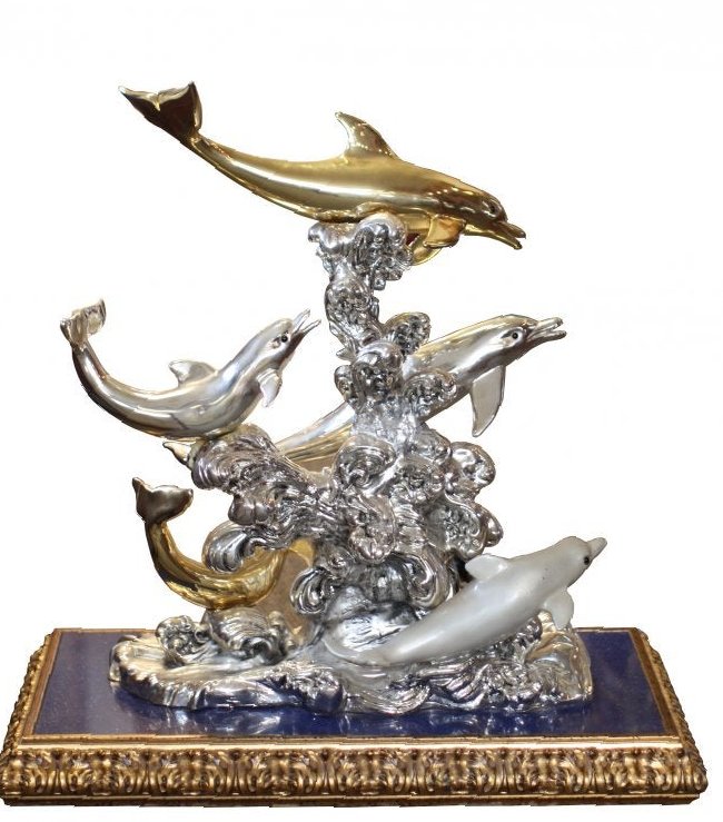 A Large Silver Group of Dolphins, 20th century (1 of 6)