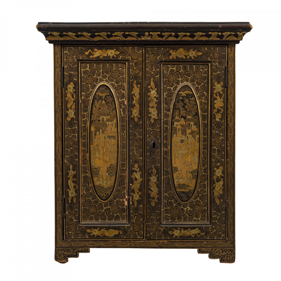 Chinese Polychrome Decorated Lacquer Chest (1 of 4)