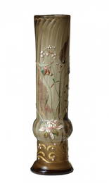 Emile Gallé Etched, Enamelled & Parcel-gilt Glass Vase