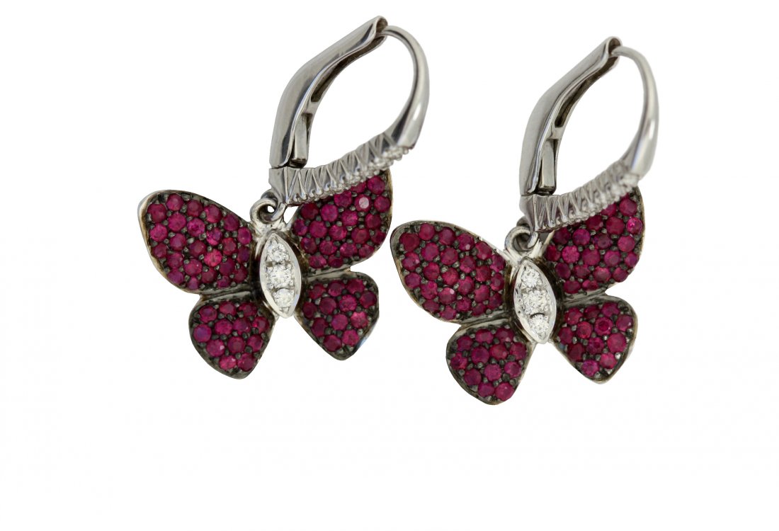 Pair of Ruby and Diamond "Butterfly" Earrings (1 of 4)