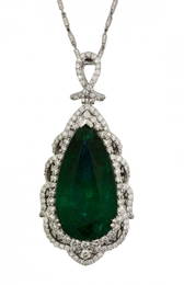 Emerald and Diamond Pendant Necklace