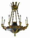 Gilt-Bronze and Patinated Bronze Eight-Light Chandelier