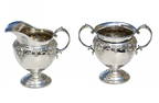 An American Silver Creamer and Two Handled Vase